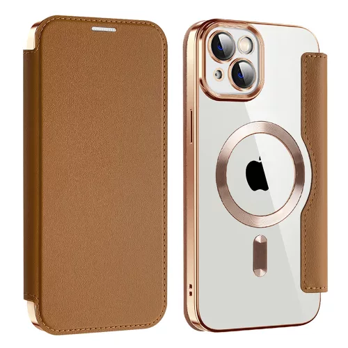 Techsuit - SmartMag kinyitható tok - iPhone 14 Plus - Barna