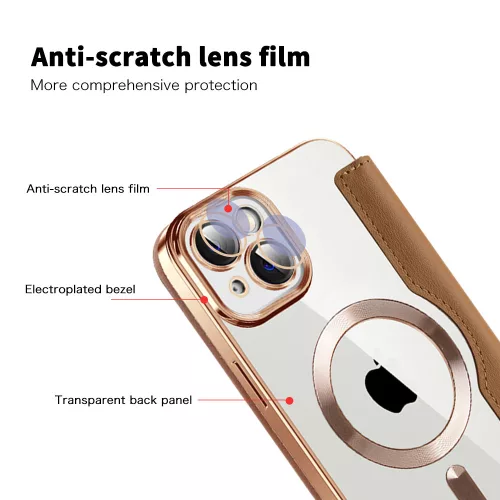 Techsuit - SmartMag kinyitható tok - iPhone 14 Plus - Barna