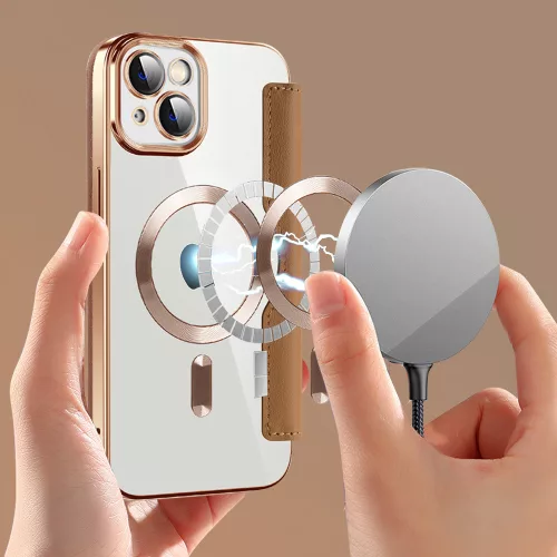 Techsuit - SmartMag kinyitható tok - iPhone 14 Plus - Barna