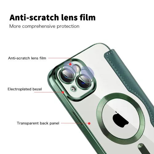 Techsuit - SmartMag kinyitható tok - iPhone 14 Plus - Zöld