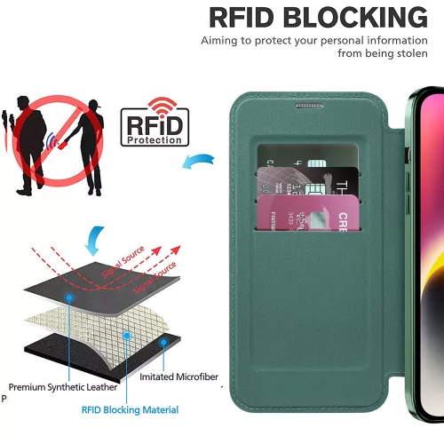 Techsuit - SmartMag kinyitható tok - iPhone 14 Plus - Zöld