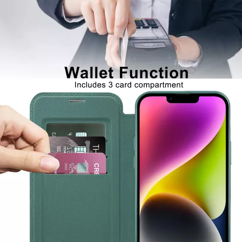 Techsuit - SmartMag kinyitható tok - iPhone 14 Plus - Zöld