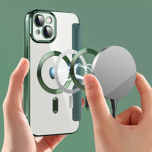 Techsuit - SmartMag kinyitható tok - iPhone 14 Plus - Zöld