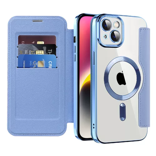 Techsuit - SmartMag kinyitható tok - iPhone 14 Plus - VIlágoskék