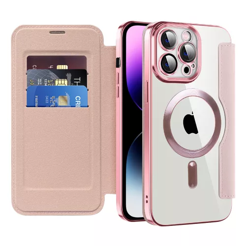 Techsuit - SmartMag kinyitható tok - iPhone 14 Pro Max - Rózsaszín