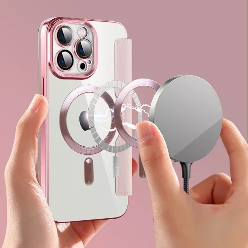 Techsuit - SmartMag kinyitható tok - iPhone 14 Pro Max - Rózsaszín