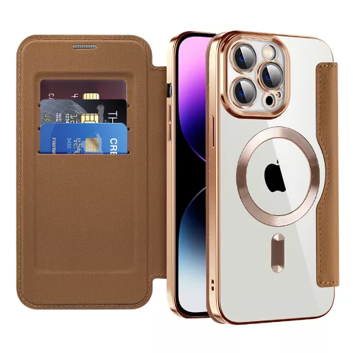 Techsuit - SmartMag kinyitható tok - iPhone 14 Pro Max - Barna