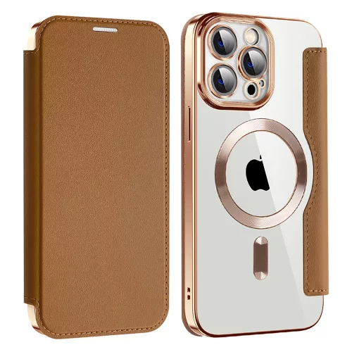 Techsuit - SmartMag kinyitható tok - iPhone 14 Pro Max - Barna
