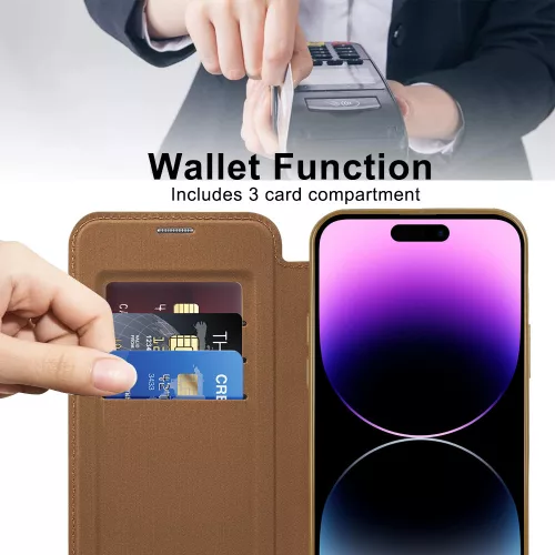 Techsuit - SmartMag kinyitható tok - iPhone 14 Pro Max - Barna