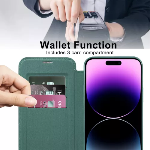 Techsuit - SmartMag kinyitható tok - iPhone 14 Pro Max - Zöld