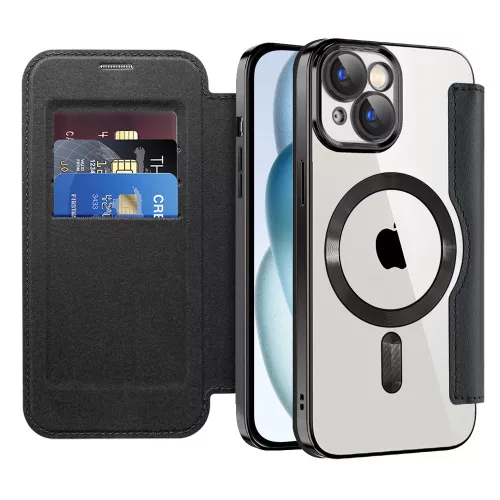 Techsuit - SmartMag Book Case - iPhone 15 - Black