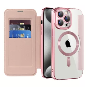   Techsuit - SmartMag kinyitható tok - iPhone 15 Pro - Rózsaszín