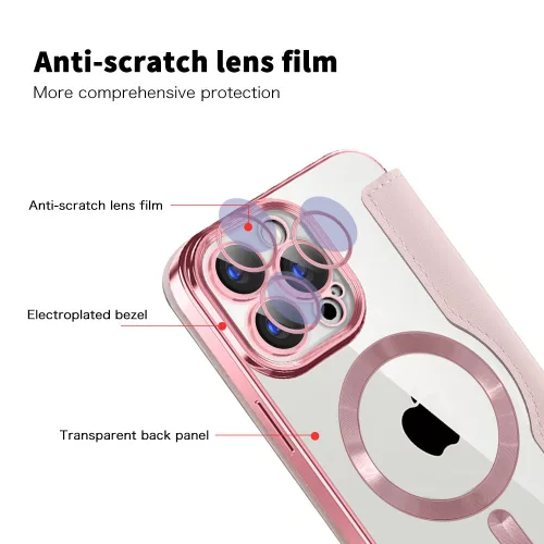 Techsuit - SmartMag kinyitható tok - iPhone 15 Pro - Rózsaszín