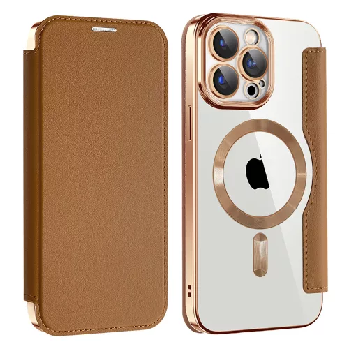 Techsuit - SmartMag kinyitható tok - iPhone 15 Pro - Barna