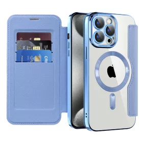   Techsuit - SmartMag kinyitható tok - iPhone 15 Pro - VIlágoskék