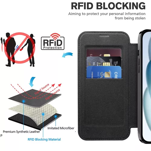 Techsuit - SmartMag Book Case - iPhone 15 Plus - Black