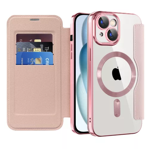 Techsuit - SmartMag kinyitható tok - iPhone 15 Plus - Rózsaszín
