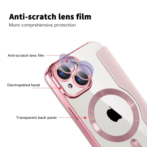 Techsuit - SmartMag kinyitható tok - iPhone 15 Plus - Rózsaszín