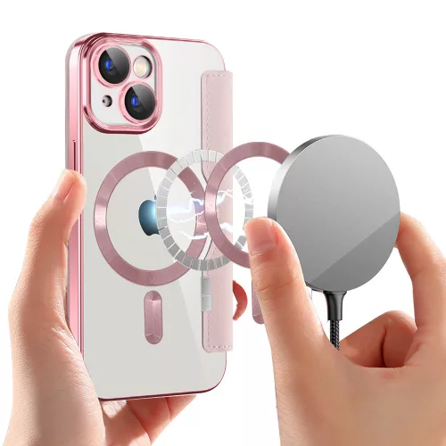 Techsuit - SmartMag kinyitható tok - iPhone 15 Plus - Rózsaszín