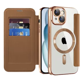 Techsuit - SmartMag kinyitható tok - iPhone 15 Plus - Barna