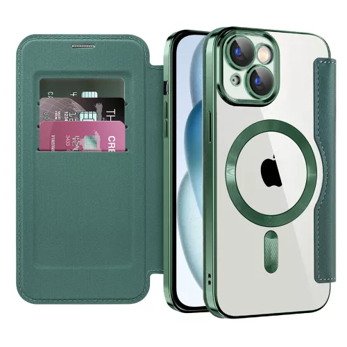 Techsuit - SmartMag kinyitható tok - iPhone 15 Plus - Zöld