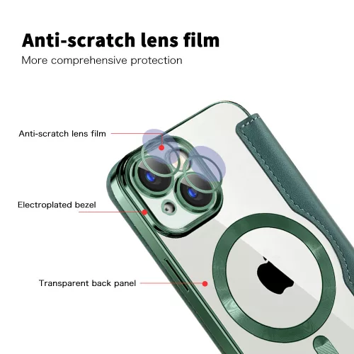 Techsuit - SmartMag kinyitható tok - iPhone 15 Plus - Zöld