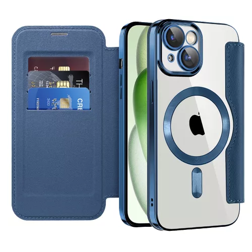 Techsuit - SmartMag kinyitható tok - iPhone 15 Plus - Kék