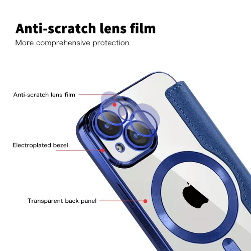 Techsuit - SmartMag kinyitható tok - iPhone 15 Plus - Kék
