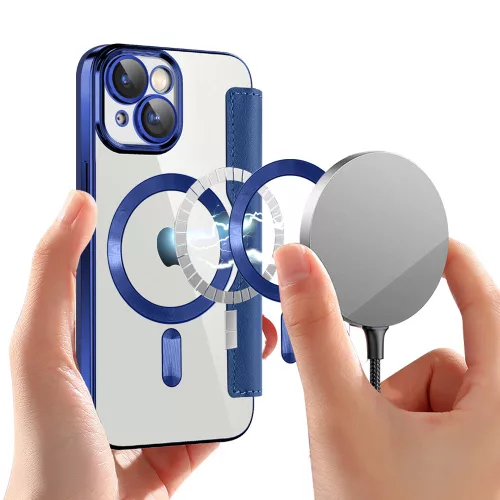 Techsuit - SmartMag kinyitható tok - iPhone 15 Plus - Kék
