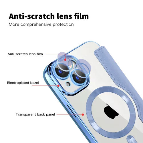 Techsuit - SmartMag kinyitható tok - iPhone 15 Plus - VIlágoskék
