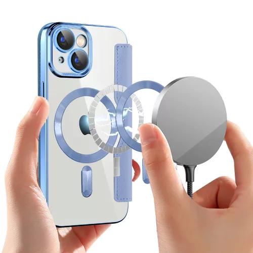 Techsuit - SmartMag kinyitható tok - iPhone 15 Plus - VIlágoskék