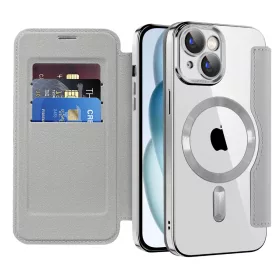   Techsuit - SmartMag kinyitható tok - iPhone 15 Plus - Szürke