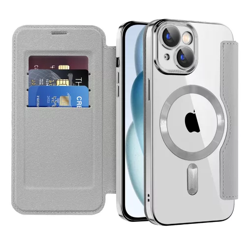 Techsuit - SmartMag kinyitható tok - iPhone 15 Plus - Szürke