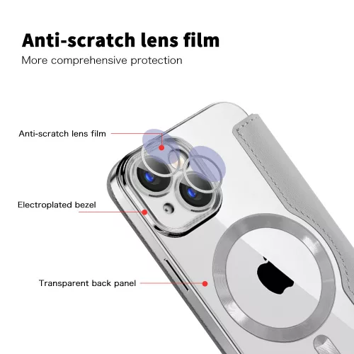 Techsuit - SmartMag kinyitható tok - iPhone 15 Plus - Szürke