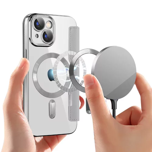 Techsuit - SmartMag kinyitható tok - iPhone 15 Plus - Szürke