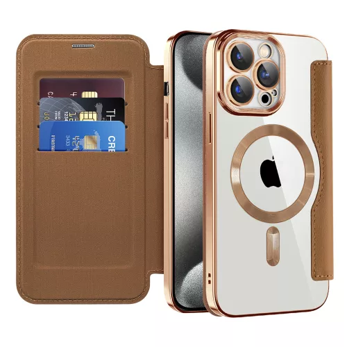 Techsuit - SmartMag kinyitható tok - iPhone 15 Pro Max - Barna