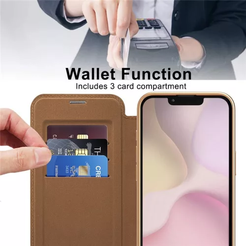 Techsuit - SmartMag Book Case - iPhone 16e / iPhone 17e - Brown