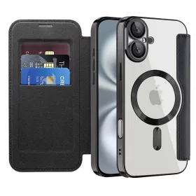   Techsuit - SmartMag kinyitható tok - iPhone 16 Plus - Fekete