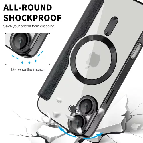 Techsuit - SmartMag kinyitható tok - iPhone 16 Plus - Fekete