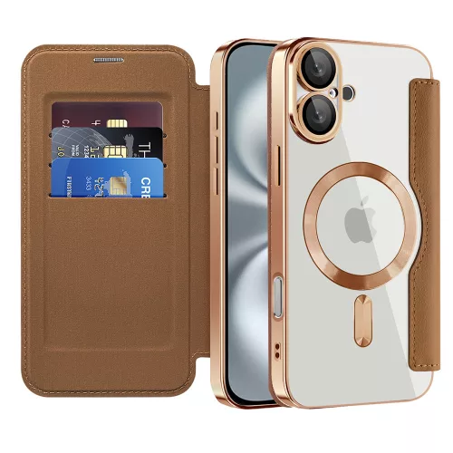 Techsuit - SmartMag kinyitható tok - iPhone 16 Plus - Barna