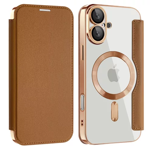 Techsuit - SmartMag kinyitható tok - iPhone 16 Plus - Barna