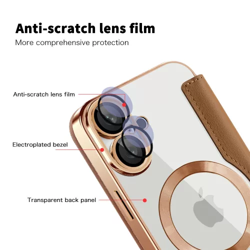 Techsuit - SmartMag kinyitható tok - iPhone 16 Plus - Barna