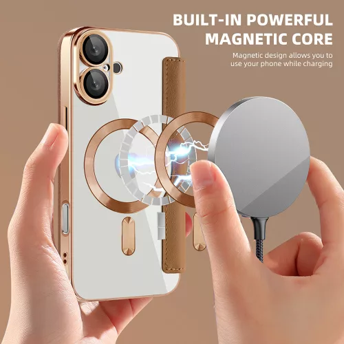 Techsuit - SmartMag kinyitható tok - iPhone 16 Plus - Barna