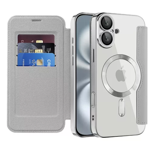 Techsuit - SmartMag kinyitható tok - iPhone 16 Plus - Szürke