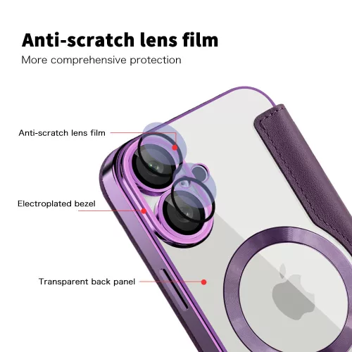 Techsuit - SmartMag Book Case - iPhone 16 Plus - Purple