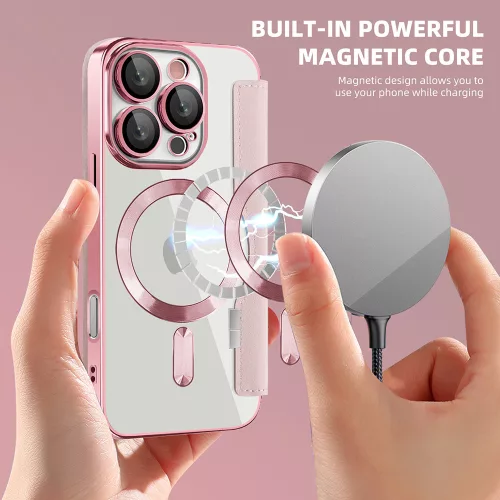 Techsuit - SmartMag kinyitható tok - iPhone 16 Pro - Rózsaszín