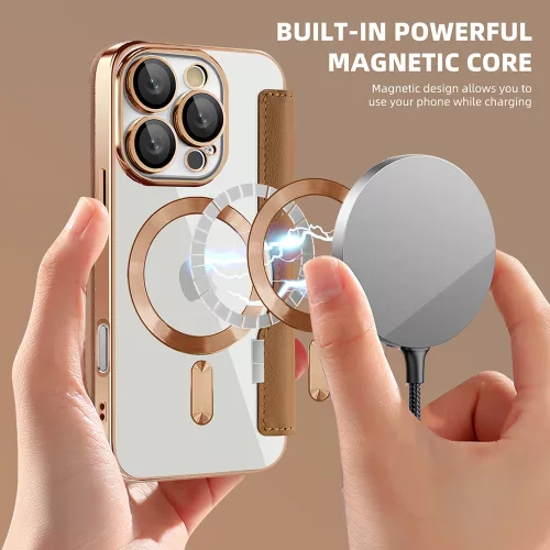 Techsuit - SmartMag kinyitható tok - iPhone 16 Pro Max - Barna