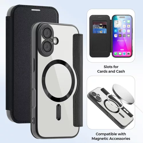 Techsuit - SmartMag Book Case - iPhone 17 - Black