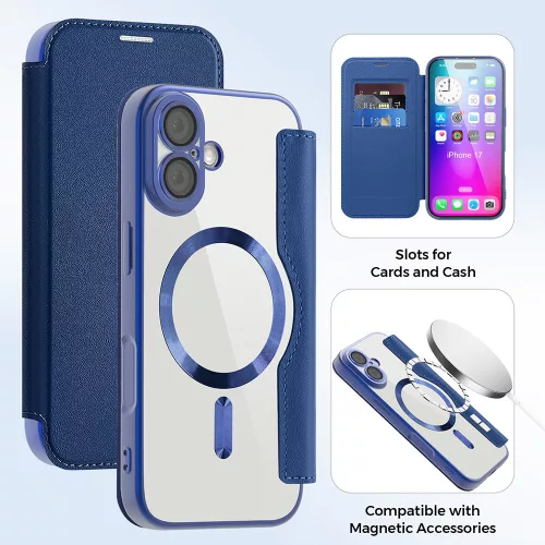 Techsuit - SmartMag kinyitható tok - iPhone 17 - Kék