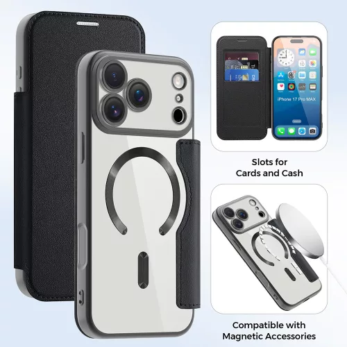 Techsuit - SmartMag Book Case - iPhone 17 Pro - Black